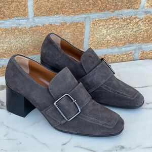 Aquatalia Womens Loreen Gray Loafer Heel shoes 9.5